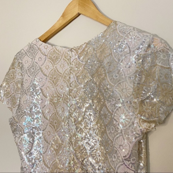 Sequin Party Romper in Champagne by 4SI3NNA size small Swifty Glitter Showgirl - Picture 8 of 8